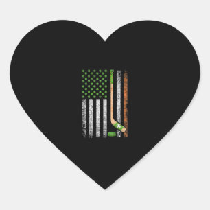 Irish USA Flag Leprechaun Lucky Hockey St. Patrick Heart Sticker