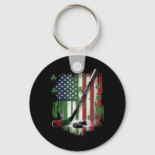 Irish Usa Flag Leprechaun Lucky Hockey St. Patrick Key Ring