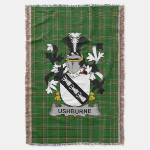 Irish Ushburne Coat of Arms Family Crest Ireland Throw Blanket