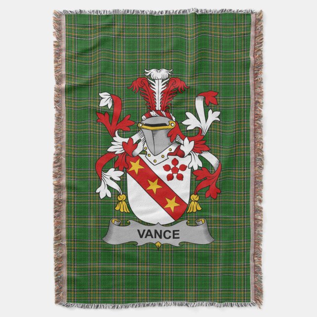  Irish Vance Coat of Arms Family Crest Ireland Throw Blanket (Front Vertical)