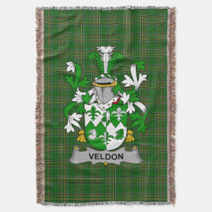 Irish Veldon Coat of Arms Family Crest Ireland Throw Blanket