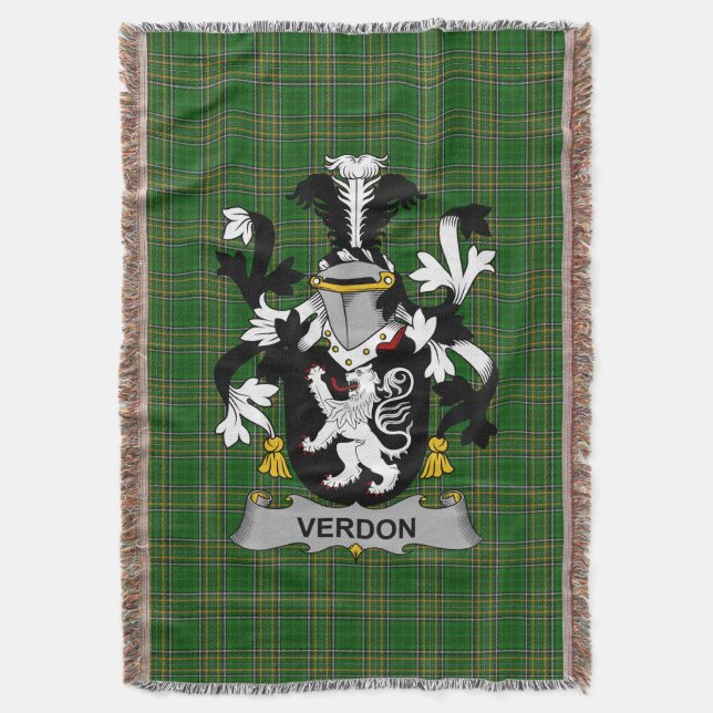  Irish Verdon Coat of Arms Family Crest Ireland Throw Blanket (Front Vertical)