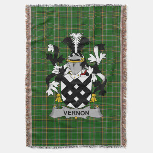 Irish Vernon Coat of Arms Family Crest Ireland Throw Blanket