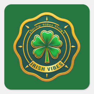 Irish Vibes Club St Patrick’s Day - Autocolante Square Sticker