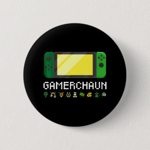 Irish Video Game Controller Leprechaun Boys St Pat 6 Cm Round Badge