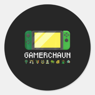 Irish Video Game Controller Leprechaun Boys St Pat Classic Round Sticker