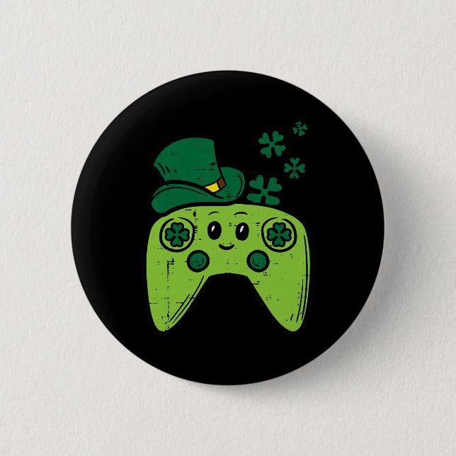 Irish Video Game Controller St Patrick Day Gamer B 6 Cm Round Badge (Front)