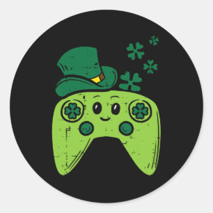 Irish Video Game Controller St Patrick Day Gamer B Classic Round Sticker