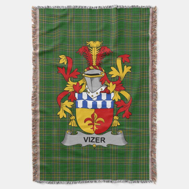  Irish Vizer Coat of Arms Family Crest Ireland Throw Blanket (Front Vertical)