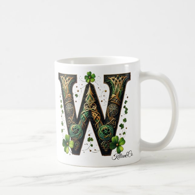 Irish W Monogram Coffee Mug (Right)