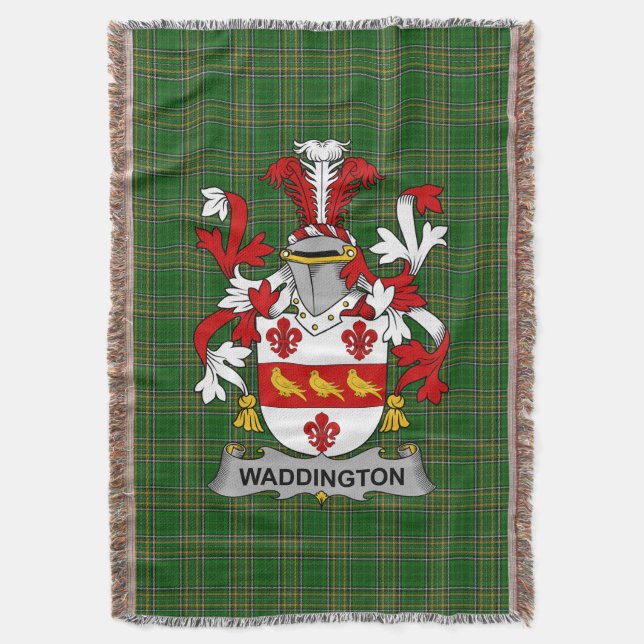  Irish Waddington Coat of Arms Family Crest Irelan Throw Blanket (Front Vertical)