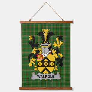 Irish Walpole Coat of Arms Family Crest Hanging Tapestry