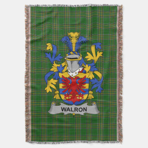 Irish Walron Coat of Arms Family Crest Ireland Throw Blanket