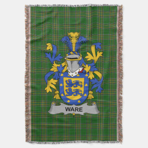 Irish Ware Coat of Arms Family Crest Ireland Throw Blanket