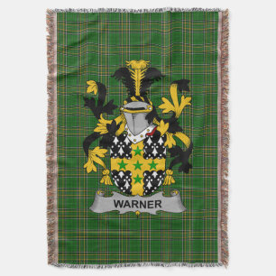 Irish Warner Coat of Arms Family Crest Ireland Throw Blanket