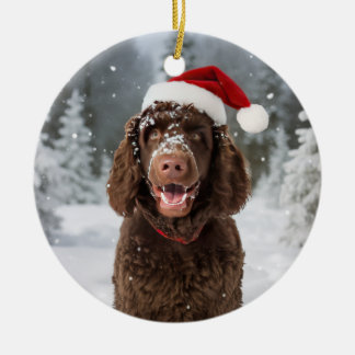 Irish Water Spaniel Dog Christmas Keepsake Ceramic Ornament