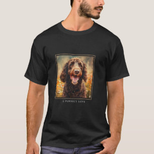 Irish Water Spaniel Dog Garden Flowers Painting Pe T-Shirt