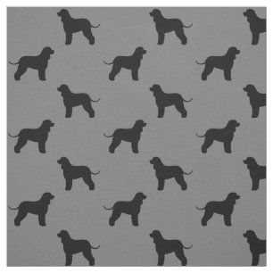 Irish Water Spaniel Dog Silhouettes Patterned Fabric