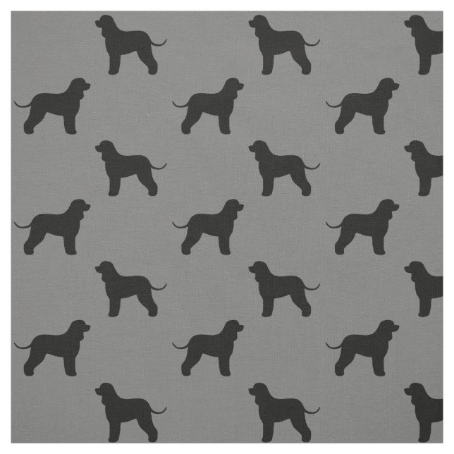 Irish Water Spaniel Dog Silhouettes Patterned Fabric (Swatch)