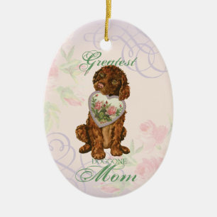 Irish Water Spaniel Heart Mum Ceramic Ornament