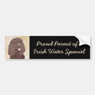 Irish Water Spaniel Painting - Original Dog Art Bumper Sticker