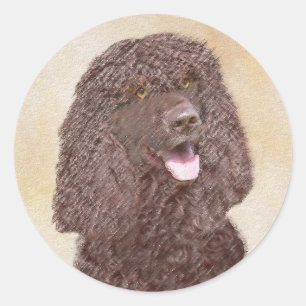 Irish Water Spaniel Painting - Original Dog Art Classic Round Sticker