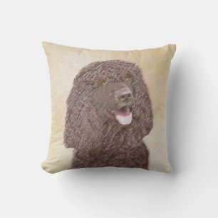 Irish Water Spaniel Painting - Original Dog Art Cushion