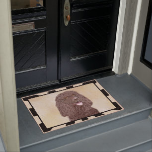 Irish Water Spaniel Painting - Original Dog Art Doormat