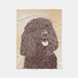 Irish Water Spaniel Painting - Original Dog Art Fleece Blanket