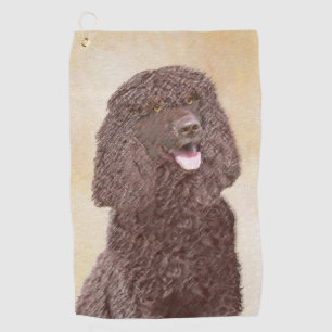 Irish Water Spaniel Painting - Original Dog Art Golf Towel