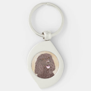 Irish Water Spaniel Painting - Original Dog Art Key Ring