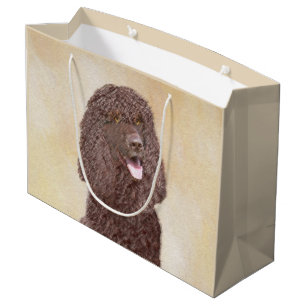 Irish Water Spaniel Painting - Original Dog Art Large Gift Bag