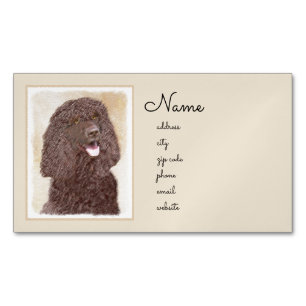 Irish Water Spaniel Painting - Original Dog Art Magnetic Business Card