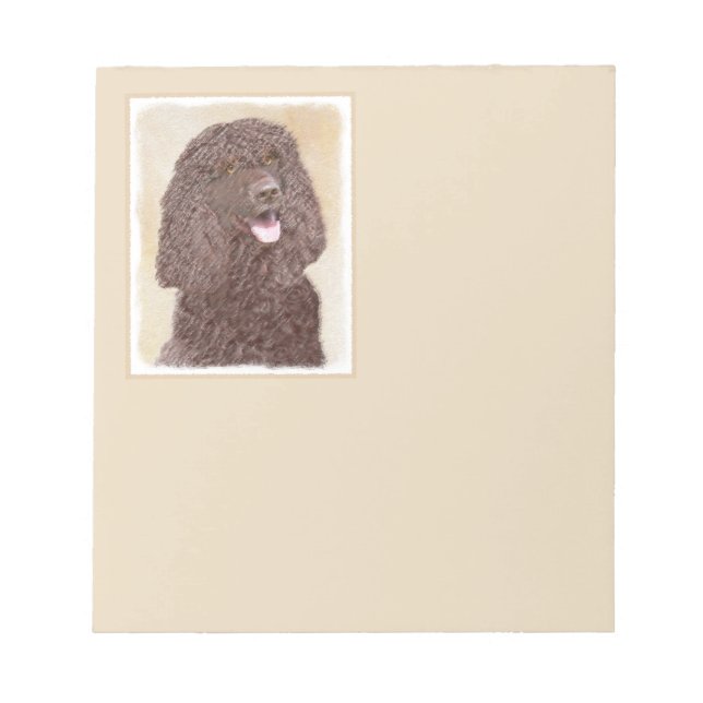 Irish Water Spaniel Painting - Original Dog Art Notepad (Front)