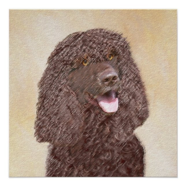Irish Water Spaniel Painting - Original Dog Art Poster (Front)