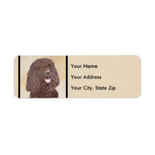 Irish Water Spaniel Painting - Original Dog Art Return Address Label