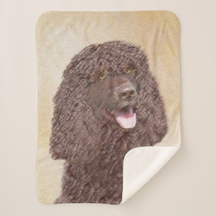 Irish Water Spaniel Painting - Original Dog Art Sherpa Blanket