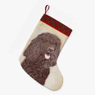 Irish Water Spaniel Painting - Original Dog Art Small Christmas Stocking