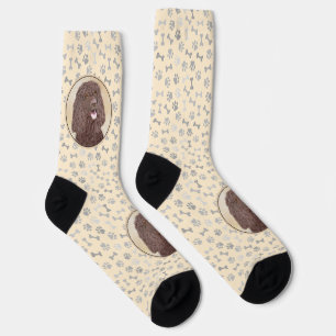 Irish Water Spaniel Painting - Original Dog Art Socks