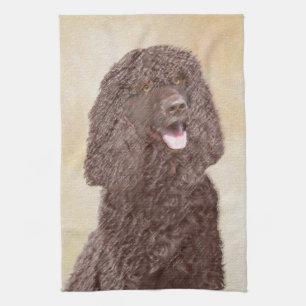 Irish Water Spaniel Painting - Original Dog Art Tea Towel