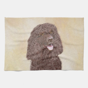Irish Water Spaniel Painting - Original Dog Art Tea Towel