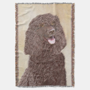 Irish Water Spaniel Painting - Original Dog Art Throw Blanket
