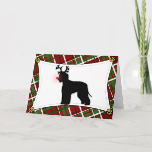 Irish Water Spaniel Reindeer Christmas Card