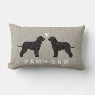 Irish Water Spaniel Silhouettes Love - Personalise Lumbar Cushion
