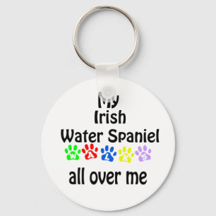 Irish Water Spaniel Walks Design Key Ring
