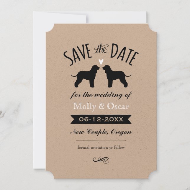 Irish Water Spaniels Wedding Save the Date (Front)