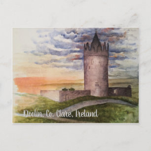 Irish watercolor landscape, Doolin, Co. Clare Postcard