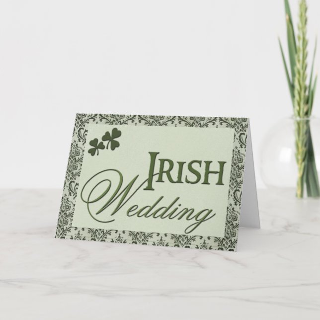 Irish wedding card with shamrocks (Front)