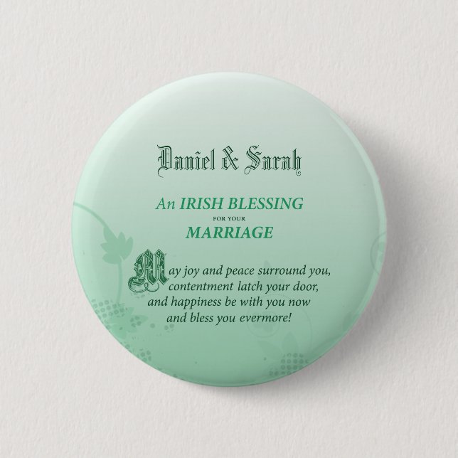 Irish Wedding Congratulations Blessing 6 Cm Round Badge (Front)