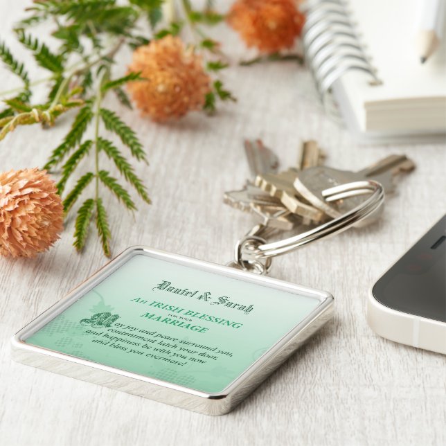 Irish Wedding Congratulations Blessing Key Ring (Side)